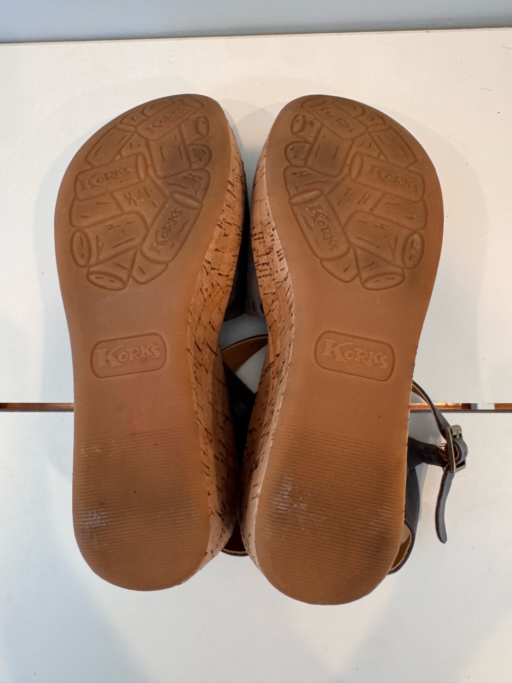 Korks Gray Leather Platform 3” Wedges - Picture 6 of 6